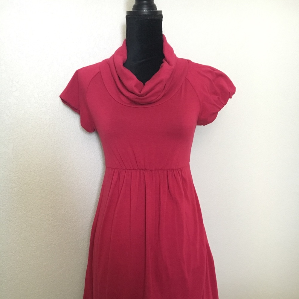 Hot Pink Cowl Neck Dress